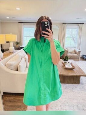 Blanco Bright Green Short-Sleeve Shirt Mini Dress